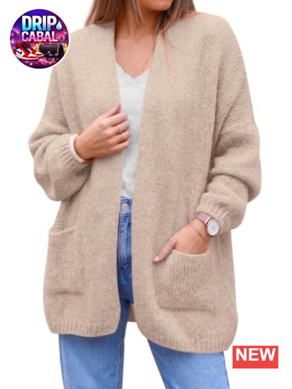 Women's Open Front Cardigan Sweater with Pockets Lightweight Long Sleeve